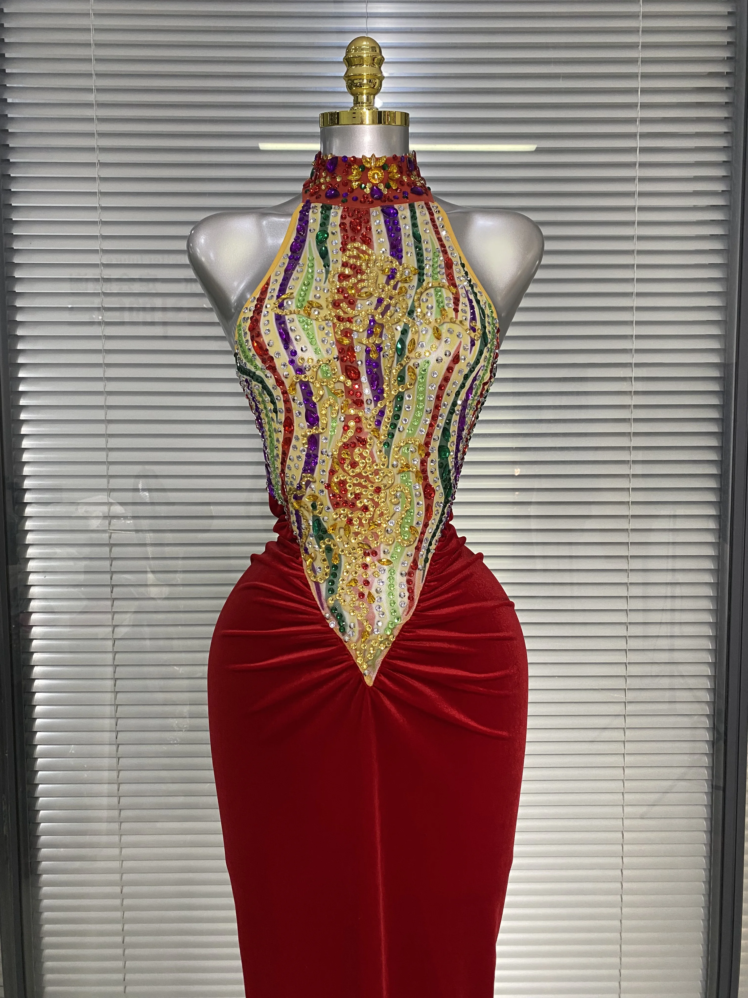 Vestido largo de terciopelo ro - Sparkly Rhinestone Club Party Dress reseña y precio