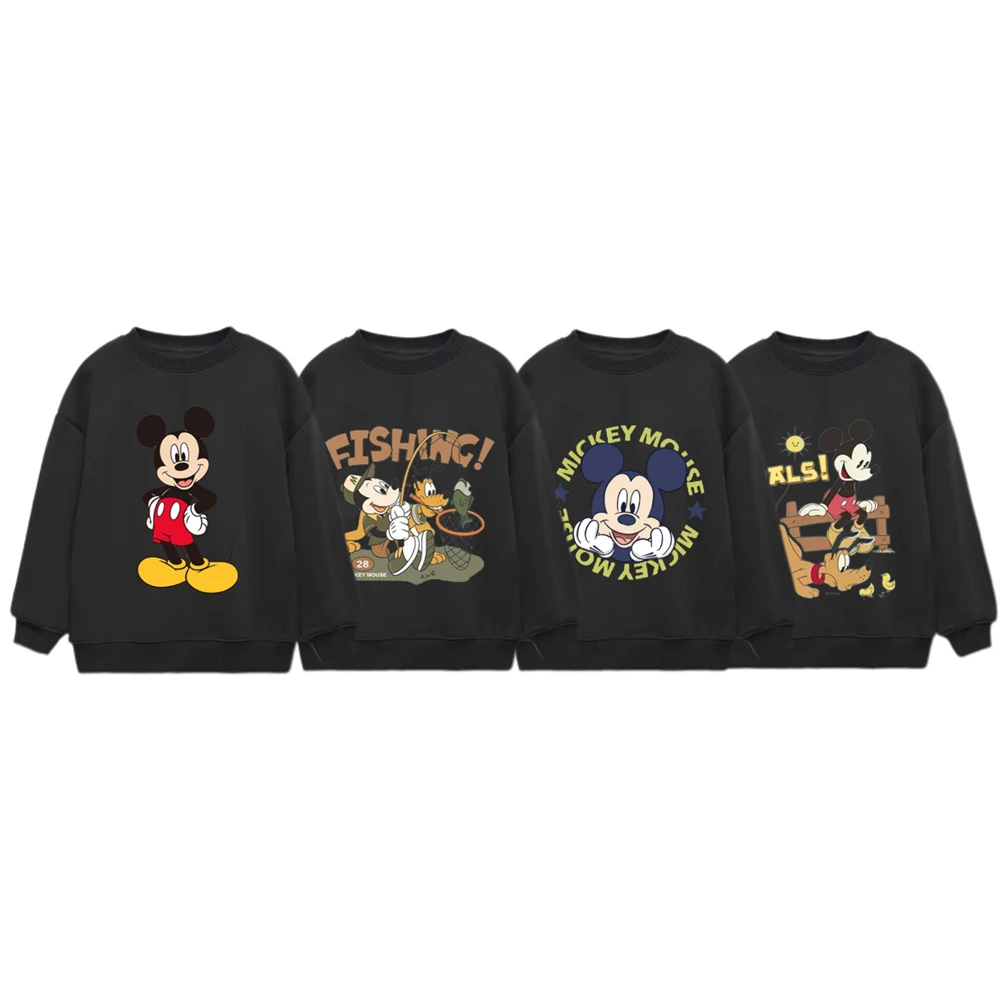 

Black Sweatshirt Casual Loose Clothes Boys And Girls Children New Style Cute Long-sleeved Tops Baby 2025 Spring Autumn Clothing