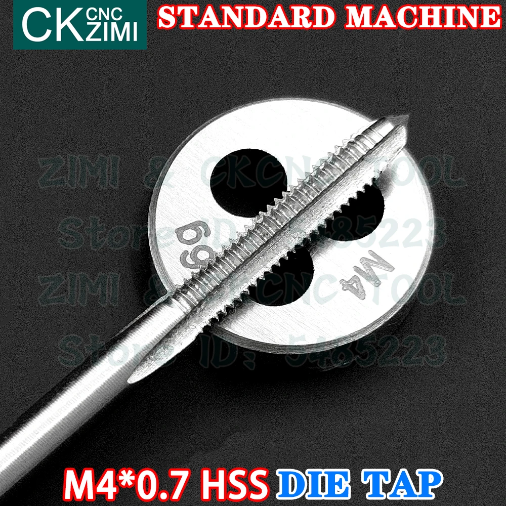 M4*0.7 M4X0.7 Hss Rechte Handvat Standaard Machine Die Tap Hoge Snelheid Staaldraad Tikken Boor Ronde Sterven Tap en Sterven Set Gereedschap