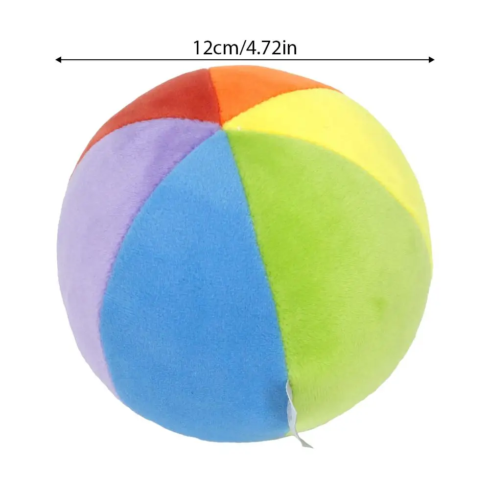 Baby Rainbow Plush Bell Ball 12cm Soft Stuffed Rattle Ball Infant Sensory Toy Early Educational Hand Grasp Toy for Toddler view 3