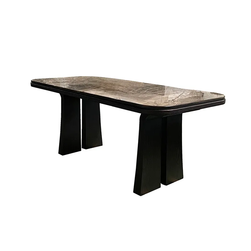 Italian microcrystalline stone dining table household simple rectangular creative dining table light luxury modern hotel