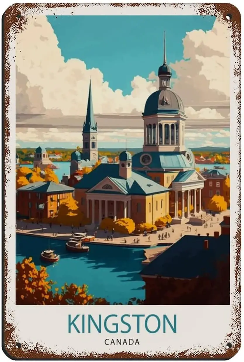 

AMTETE Kingston Canada Travel Poster Retro Poster Metal Tin Sign Chic Art Retro Iron Painting Bar People Cave Cafe Family Garage