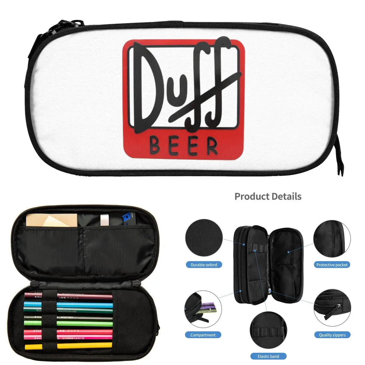 

Duff Beer Pencil Cases for Students School Pen Box Pencil Bag Large Capacity Pencil Pouch Pen Holder