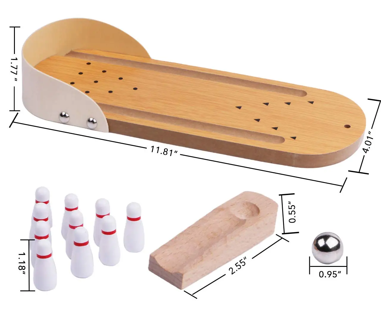 Table Top Mini Bowling Game Wooden Board Arcade Shooting Office Desk Stress Relief Finger Toys Fun Gifts for Men Women Kids