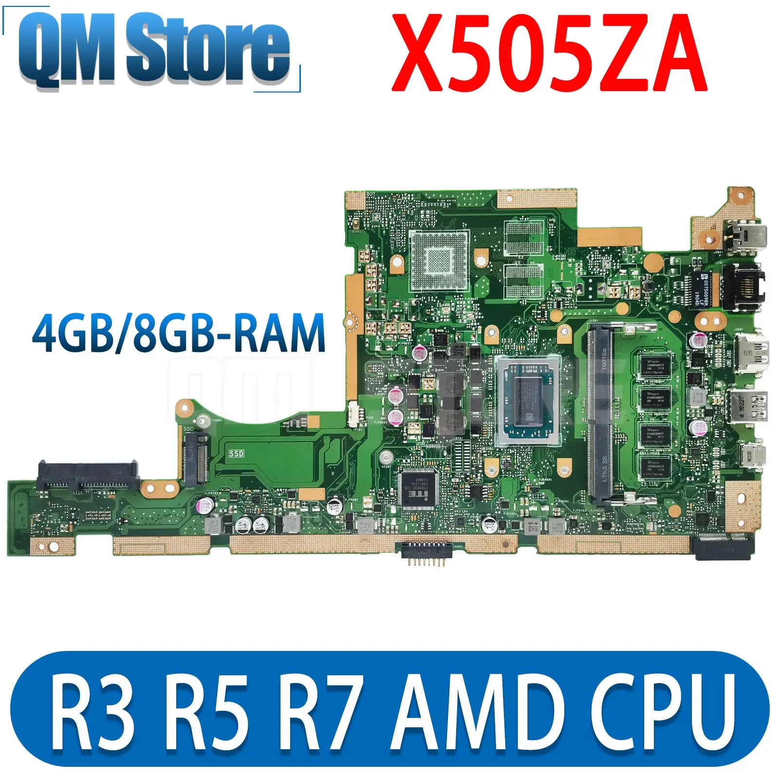 

Mainboard For ASUS X505ZA X505Z F505Z K505Z A505Z RX505Z Laptop Motherboard R3 R5 R7 UMA RAM-4GB/8GB