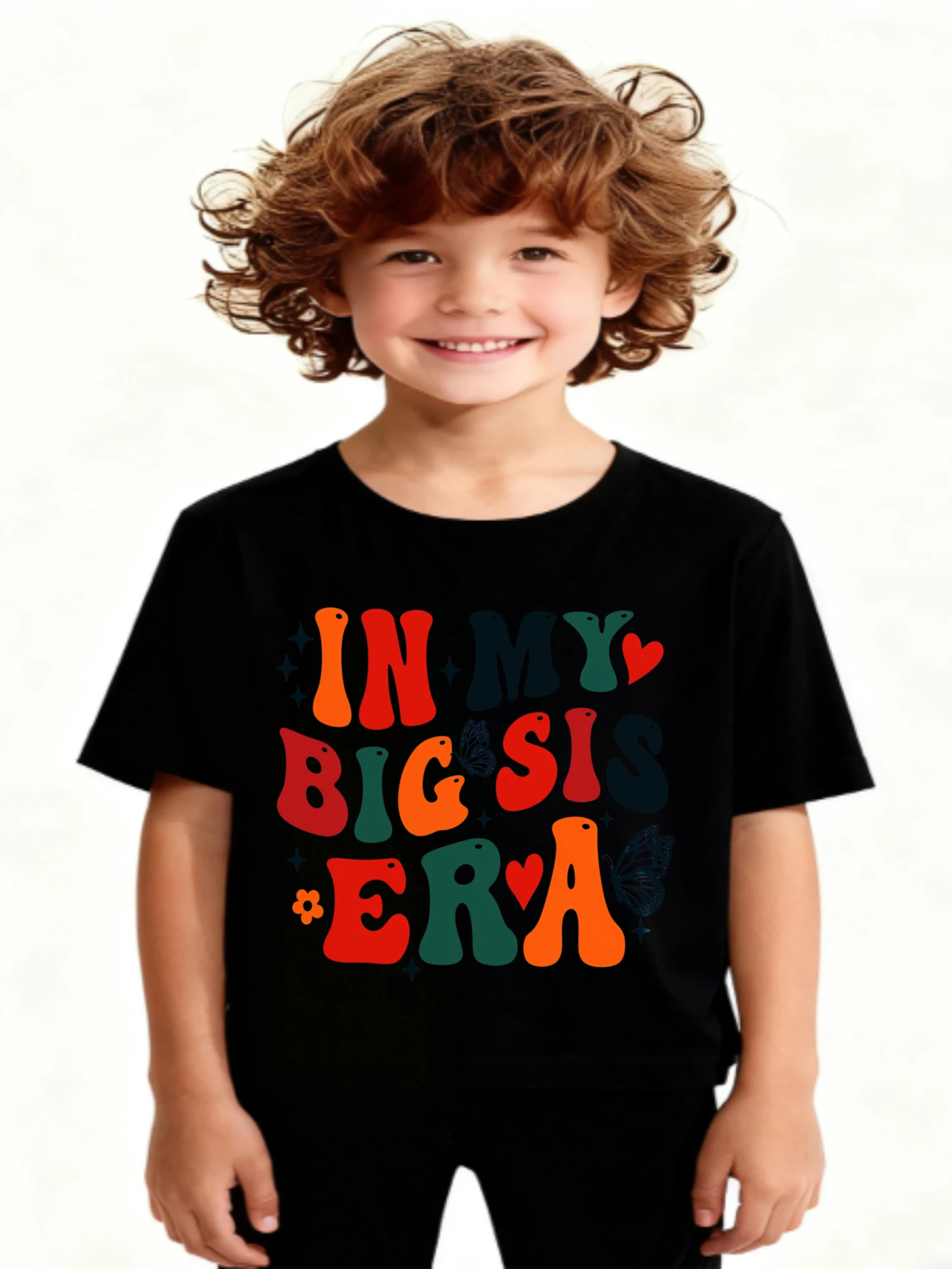 Camiseta de Manga Corta para Niñas con Estampado "In My Big Sis Era" - Moda Verano Casual NY-DX3260