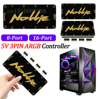 5V 3Pin ARGB Controller Support SignalRGB OpenRGB ARGB Splitter Hub SATA Power 8/16 Way for Extended Motherboard Interface