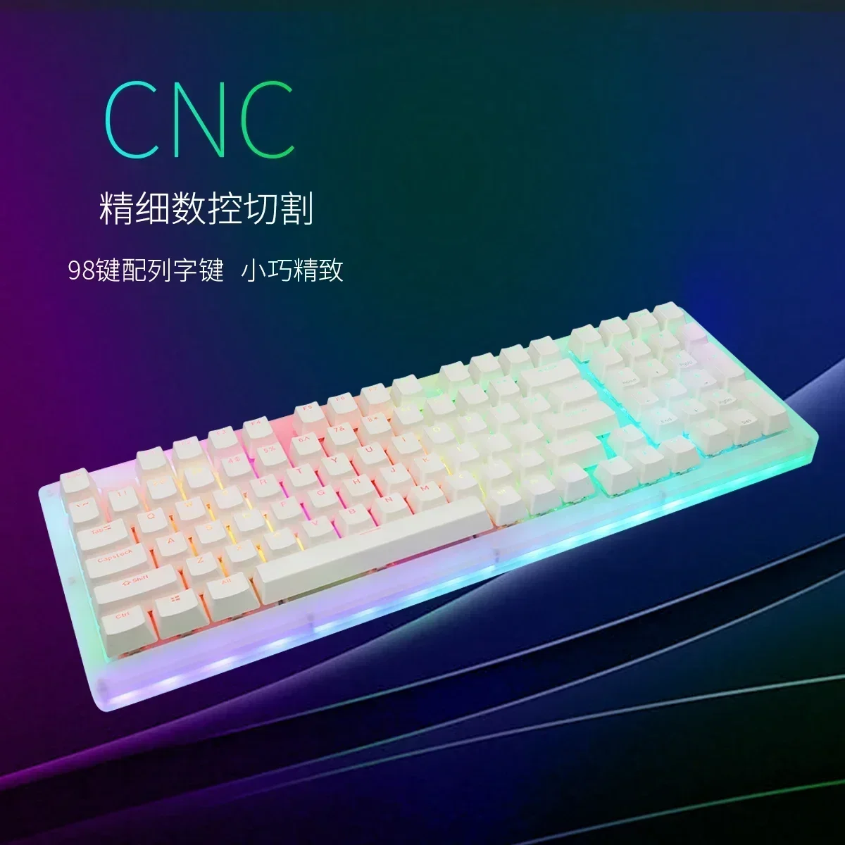 Imagem -02 - Transparente Rgb Acrílico Wired Teclado Mecânico Hot Swap Gasket Office Gaming Desktop Laptop Mulheres 98 Personalizado