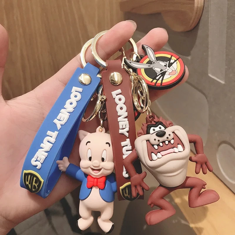 Creativity Bugs Bunny Silicone Keychain Cute Animal Humanoid Doll Key Rings Jewelry for Kid Gifts