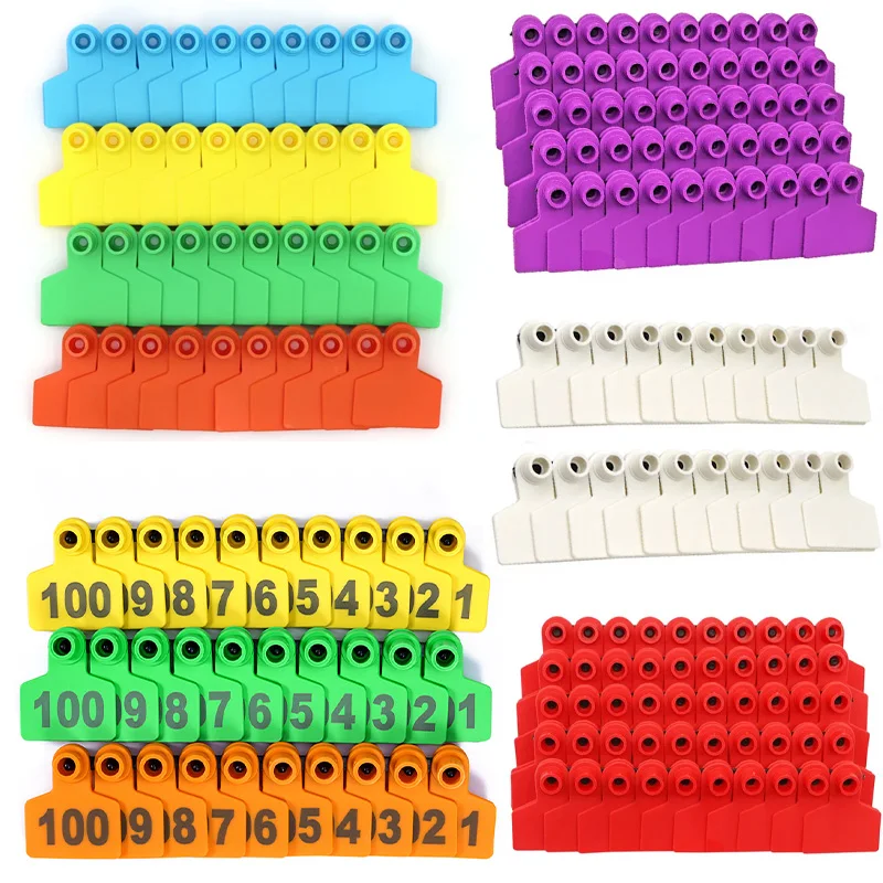 100Pcs High Quality Cow Sheep Pig Ear Tags Customizable Number Ear Tags Farm Animal Identification Ear Tags Livestock Supplies