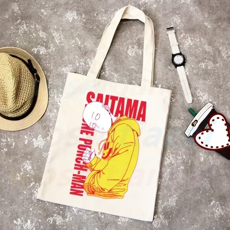 One Punch Man Shopping Bag Grocery Shopper Anime Genos Saitama Sensei Shopping Jute Bag Cotton Bag Jute