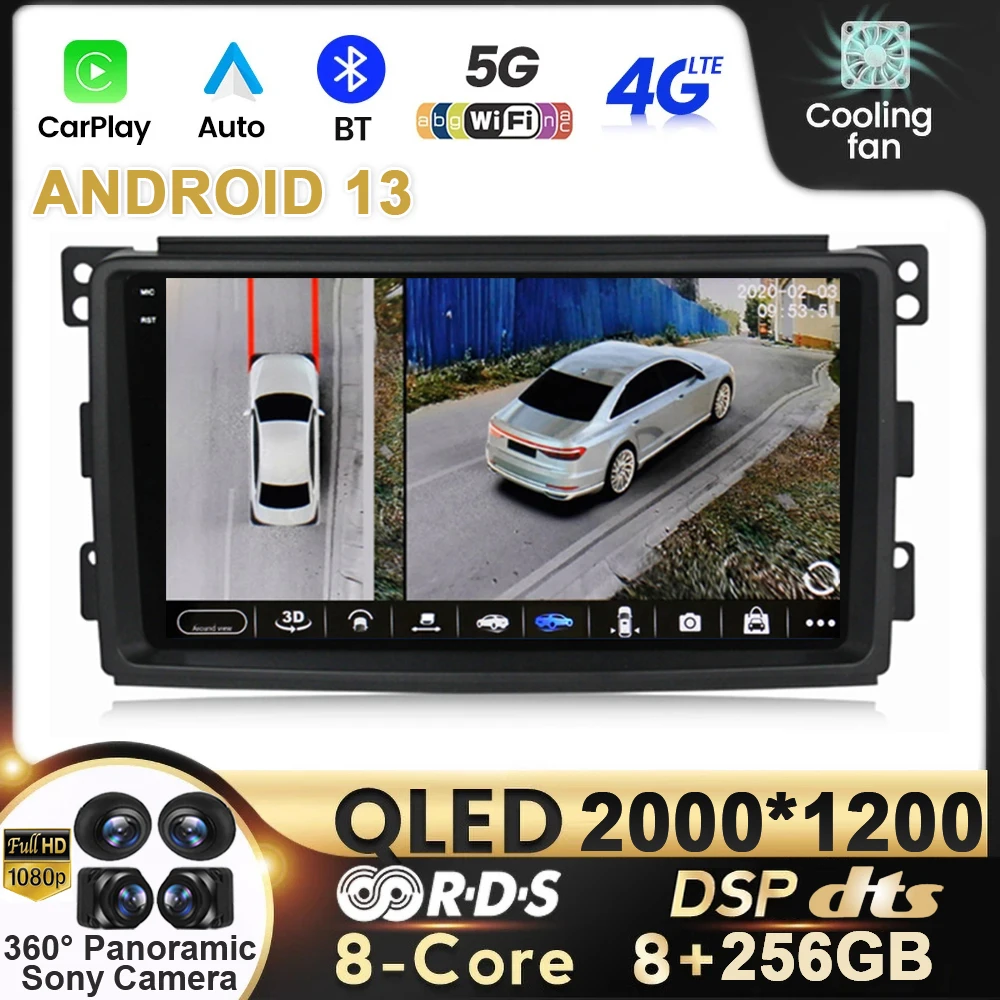 

Автомобильный радиоприемник Android 13 для Mercedes Benz Smart Fortwo 2006 2007 2008 2009 2011-2015, мультимедийный плеер, навигация для Carplay QLED DSP