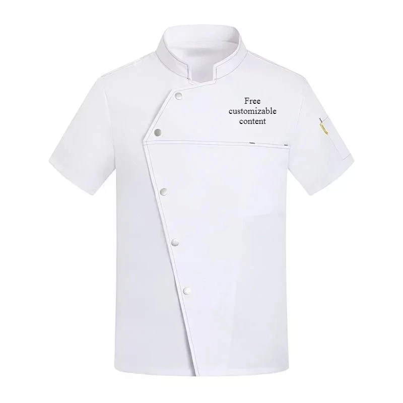 Unisex Chef Jacket Short Sleeve Kitchen Cook Coat Chinese Restaurant Waiter Uniform Top