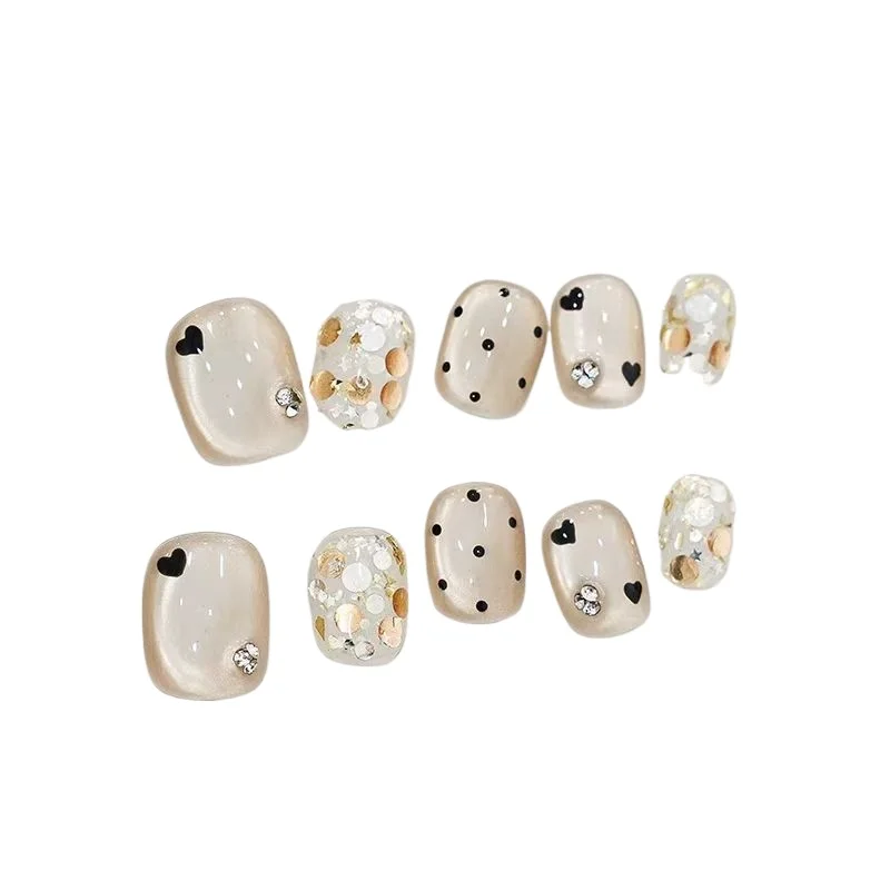 

Love pure handmade high-quality wearing nail spots white short nail cat eye finished nail sticker