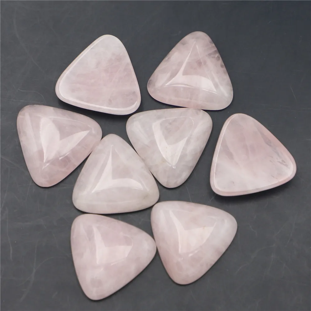 25x25mm Natural Stone Rose Quartz Triangle Cabochon Setting Beads for Jewelry&Clothes Accessories Wholesale 12pcs Free Shipping