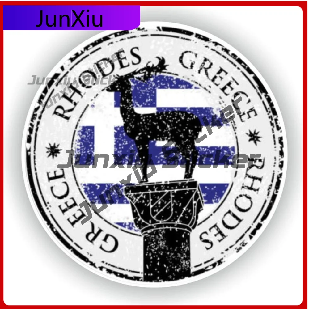 

Greece Rhodes Seal Sticker Round Long Lasting Vehicle Sticker For Fridge Car Waterproof Decoration Auto Accessories Exterior
