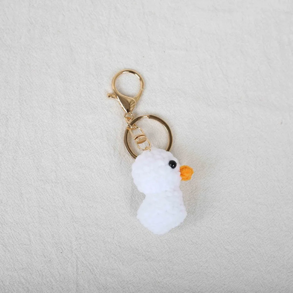 Children Small Doll Crochet Chick Keyrings Cartoon Animal Handmade Knitted Pendant Mini Soft Wool Duck Keychain Car Key Ring