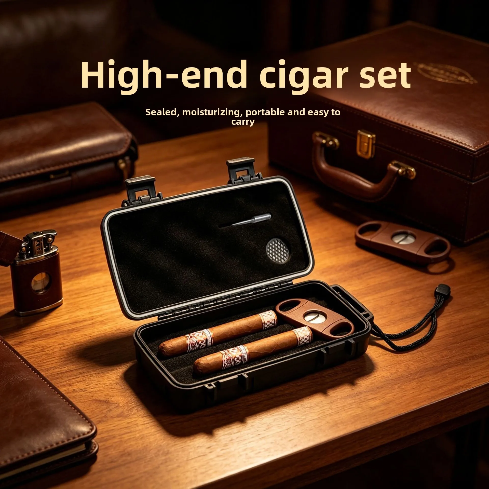 Travel Cigar Humidor Case 5 Capacity Portable Waterproof Shockproof Airtight Hard Storage Box Outdoor Business Trip