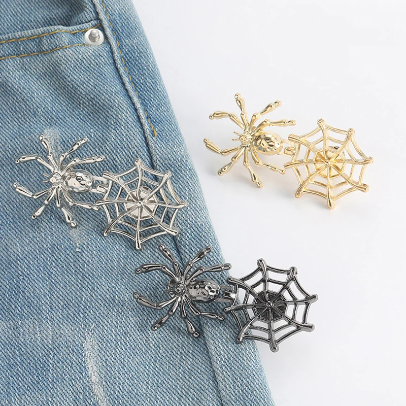 Fashion Adjsutable Spider Web Waist Buckle For Pants And Skirt No Sewing Required Metal Jeans Button Waist Tightener