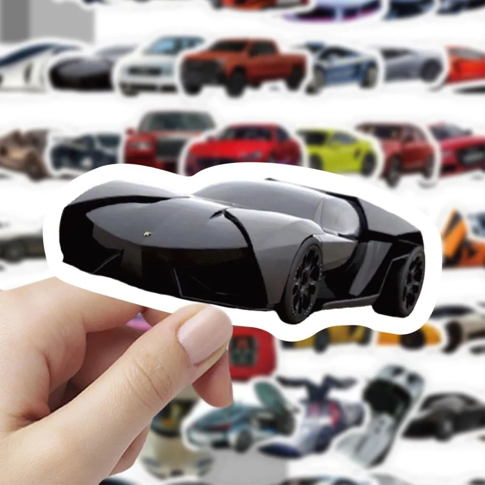 60 قطعة من الملصقات على شكل سيارة رياضية - شارات فنية عصرية للسيارات لتزيين السيارة والأدوات (متجر عوالم الرسوم المتحركة)