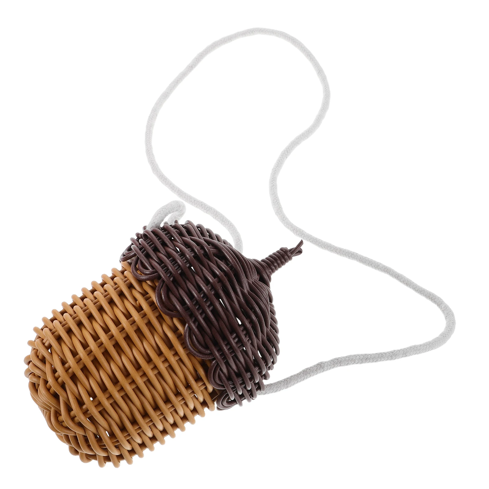

Mini Woven Crossbody For Girls Pine Cone Shape Faux Rattan Storage 'S Photography Prop Small Round Bag With