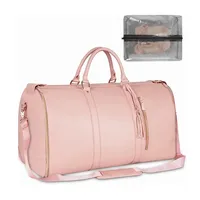 Foldable Women's Travel Convenient Carry-on Clothing Bag Large PU Leather Duffel Bag Women's Business Travel Bag