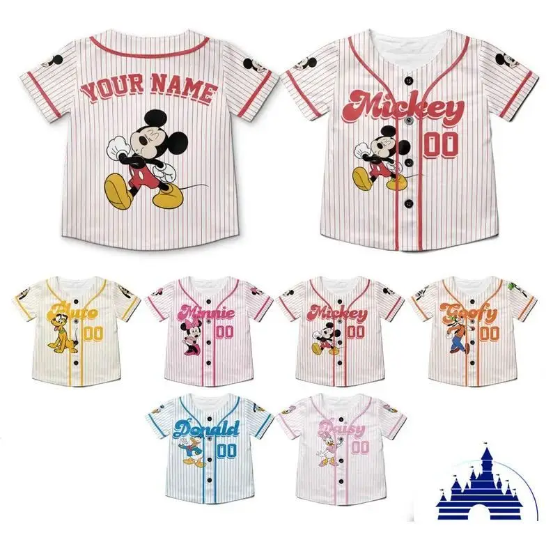 

Potdemiel Personalized Disney Vintage Mickey Mouse Baseball Jersey Custom Children Youth Adult Baseball Jersey Mickey Friends