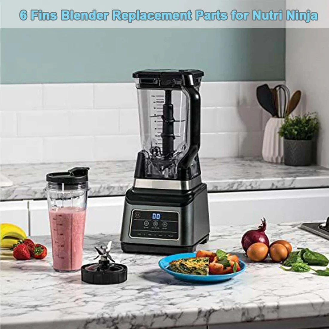 accessori agitatore 6 alette per parti di ricambio frullatore Ninja, per Nutri Ninja Auto IQ BL450-70, BL451-70, BL454-70, BL455-70