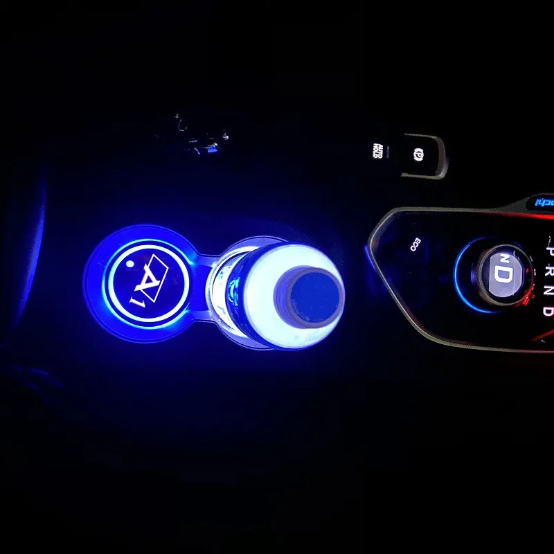 

7 Colorful USB Led Atmosphere Light Cup Luminous Coaster Holder For Audi A1 Sportback 8XA 8XF 8X1 8XK GBA Auto Accessories