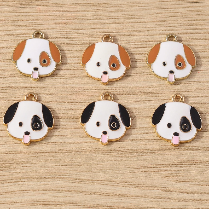 10 Stück Cartoon-Tier-Hunde-Anhänger, Emaille-Welpen-Anhänger für Schmuckherstellung, Ohrringe, Halsketten, DIY-Bastelzubehör – Detail 2