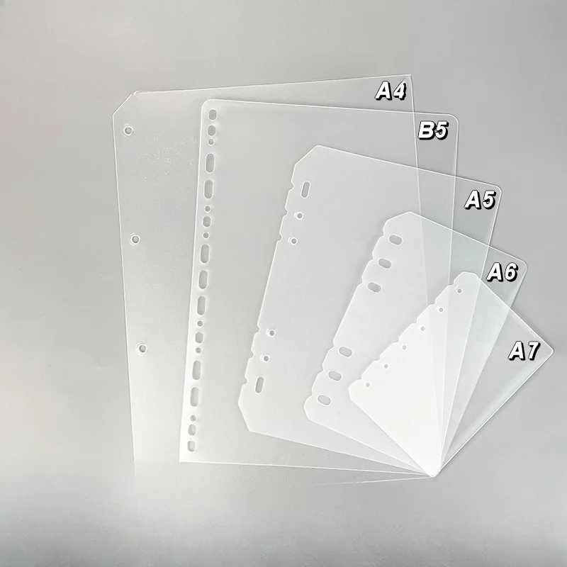 5pcs Matte PP Plate A4/A5/A6/A7 Binder Partition Loose Leaf Notebook Inner Page Baffle Replaceable Transparent Refill Separator