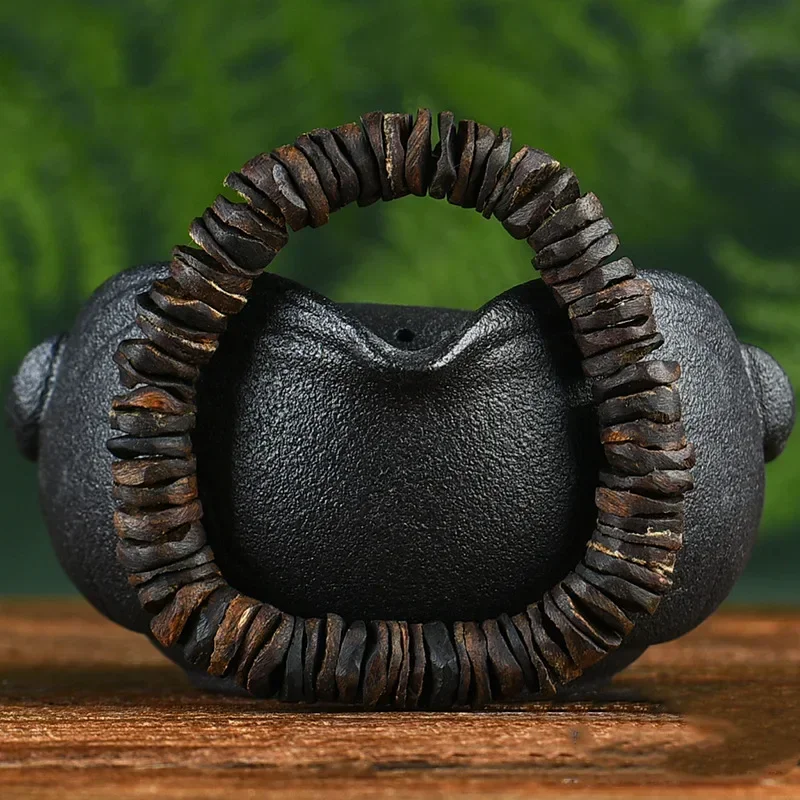 Black Oil Submerged Old Materials Bracelet Natural Bracelet Buddhist Beads Single Circle Flaky Ornament