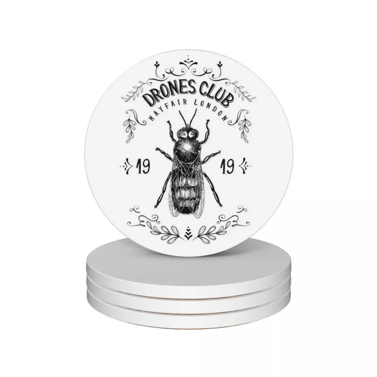 

Drones Club, est. 1919 in Mayfair, London / Wodehouse Inspired, Wooster Approved Ceramic Coasters (Set of 4)