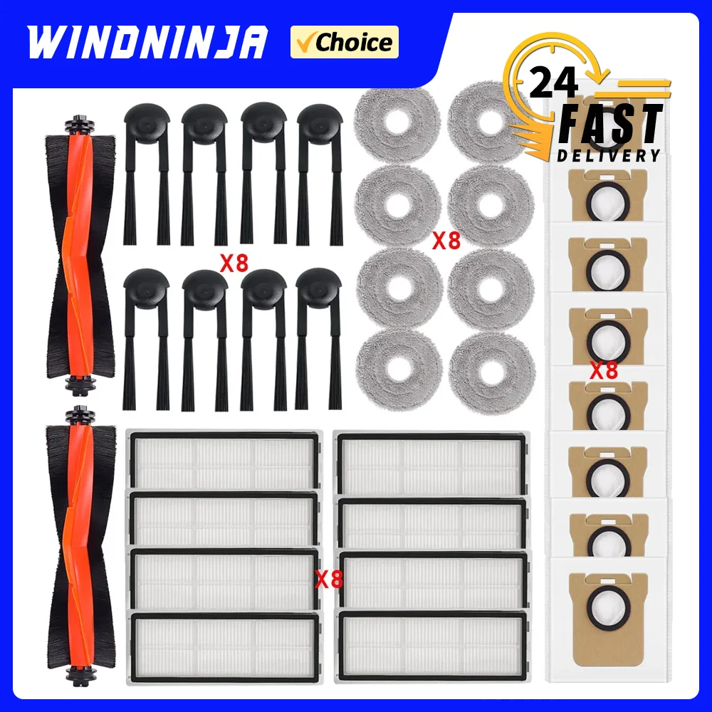Komplettes Set für Xiaomi Mijia M40S OV31CN Roboterstaubsauger: HEPA-Filter, Wischtuch, Staubbeutel, Hauptbürste, Seitenbürste, Ersatzteile