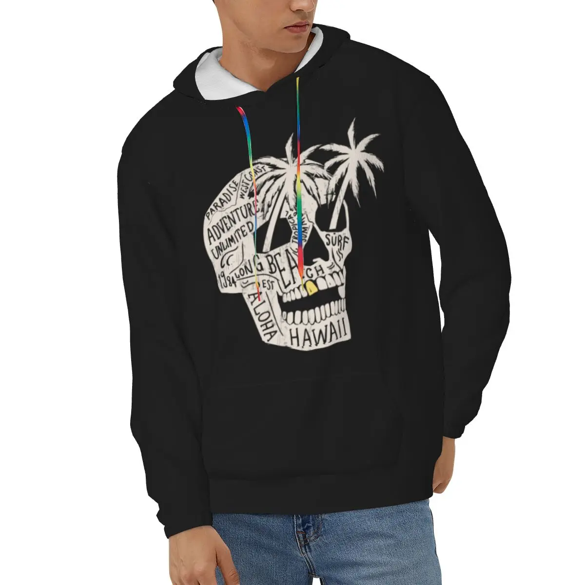 

Hawaii Skull Illustration Men's Hoodies Spring Autumn Male Casual Hoodies Sweatshirt Tops