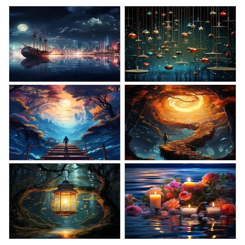 

RUOPOTY Diamond Painting Full Round Drill Mosaic River Landscape Embroidery Fantasy Cross Stitch Kits Rhinestone Picture Home De