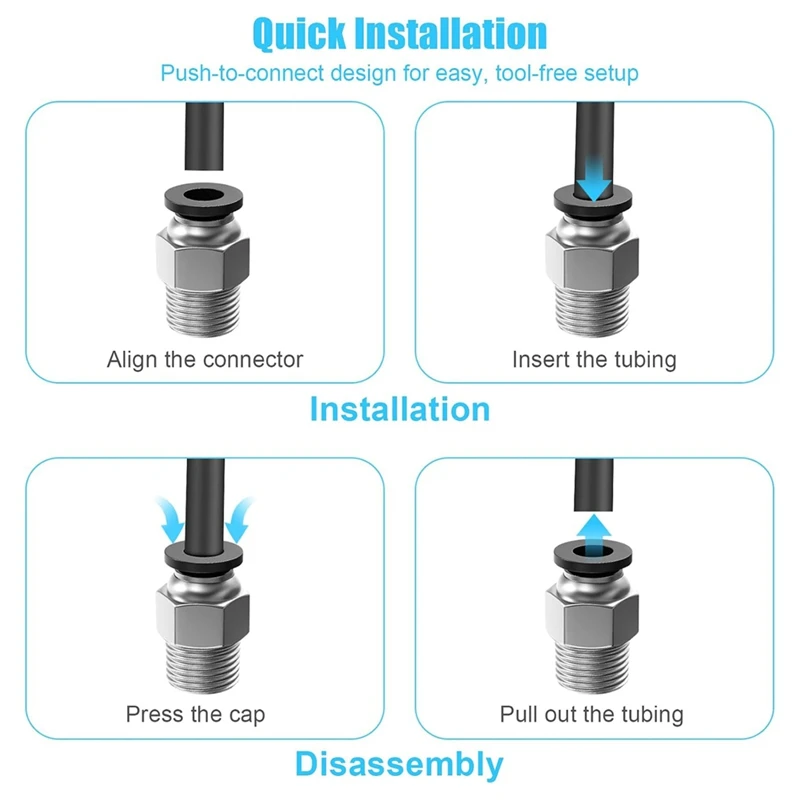 DT21 PC4-M10 Pneumatic Male Straight Quick Connector, Bowden Coupler for E3D-for V6 3D Printer 20pcs, PTFE Tube Filament Fitting