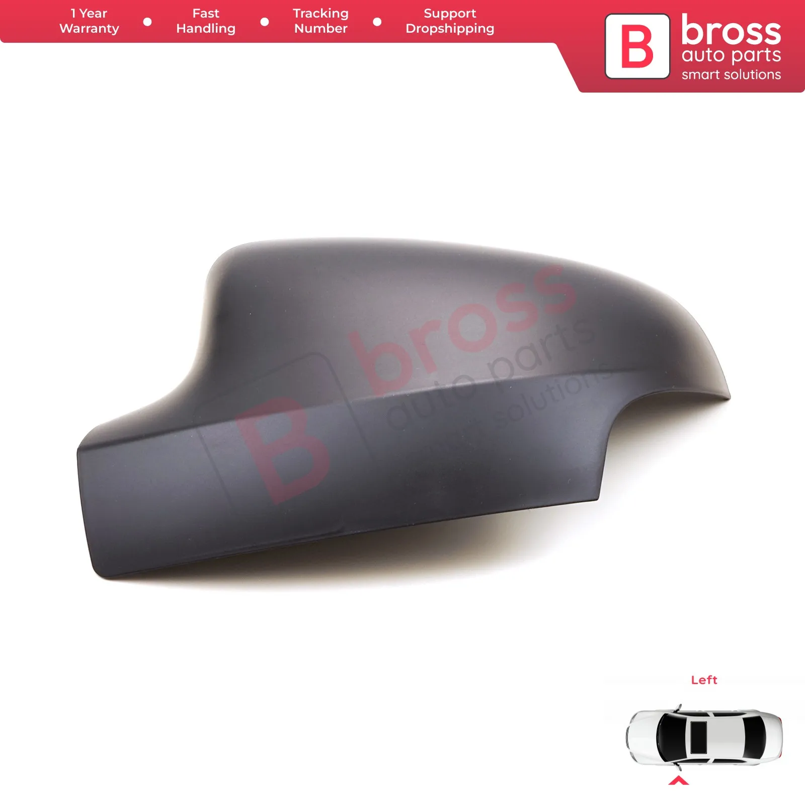 

Bross Auto Parts BSP1102-1 Car Side Rearview Wing Mirror Shell Scull Cap Cover Left 963737459R for Renault Symbol 3