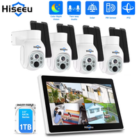 Hiseeu 10CH NVR 4MP WiFi PTZ Solar IP Cameras System Kit Color Night Vision Human Detection P2P Outdoor Wireless Security System