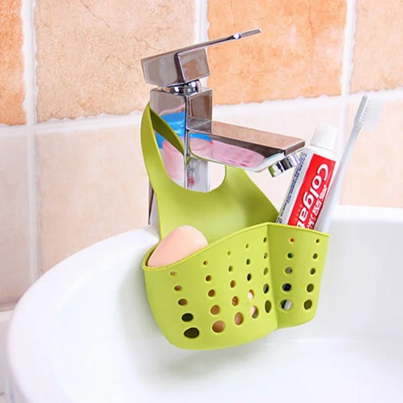 1 PCS Sink Sponge Storage Basket Adjustable  Snap on Sponge Drain Rack Faucet Storage Hanging Bag  Housewear Furnishings