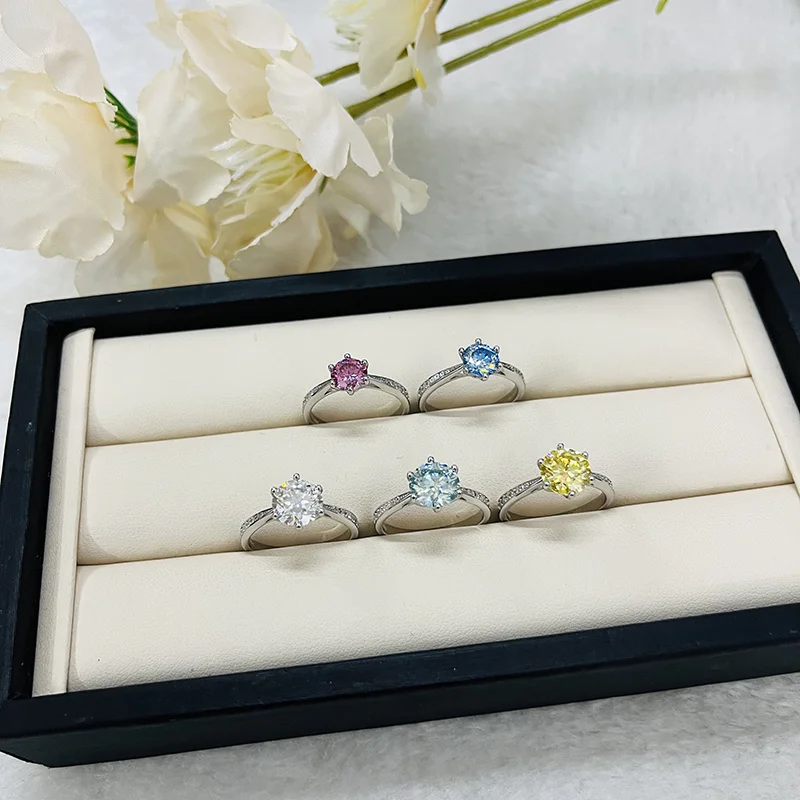 Joyce Kelly 1 CT Blau Grün Moissanit Ring Für Frauen Solide 925 Sterling Silber Braut Weibliche Verlobung Hochzeit Luxus Jewerly – Detail 4
