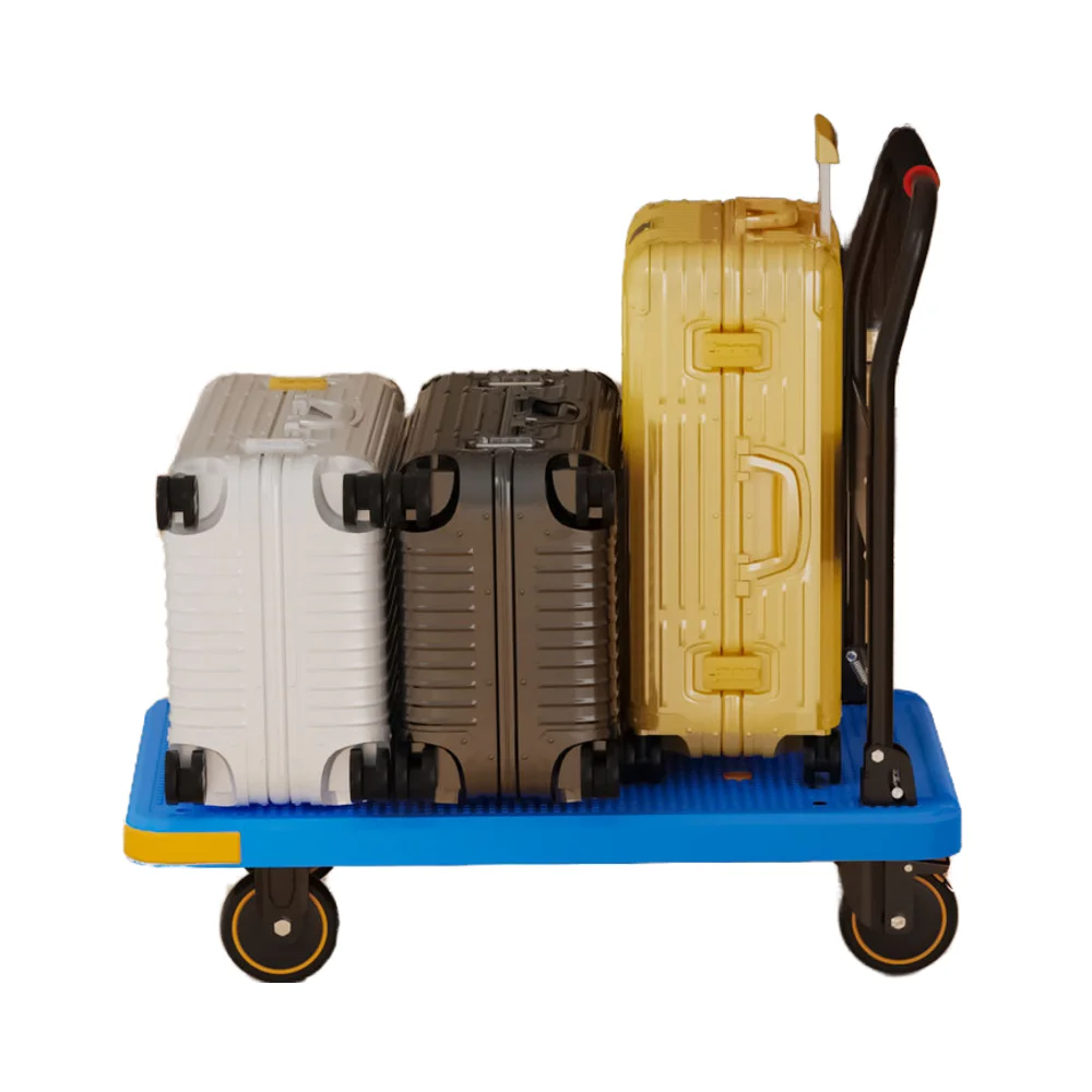 Silent Wheels Heavy Duty 300KG Max Load Bearing Hand Truck Cart Easy Folding Design Tool Platform Trolley Made Durable Plastic