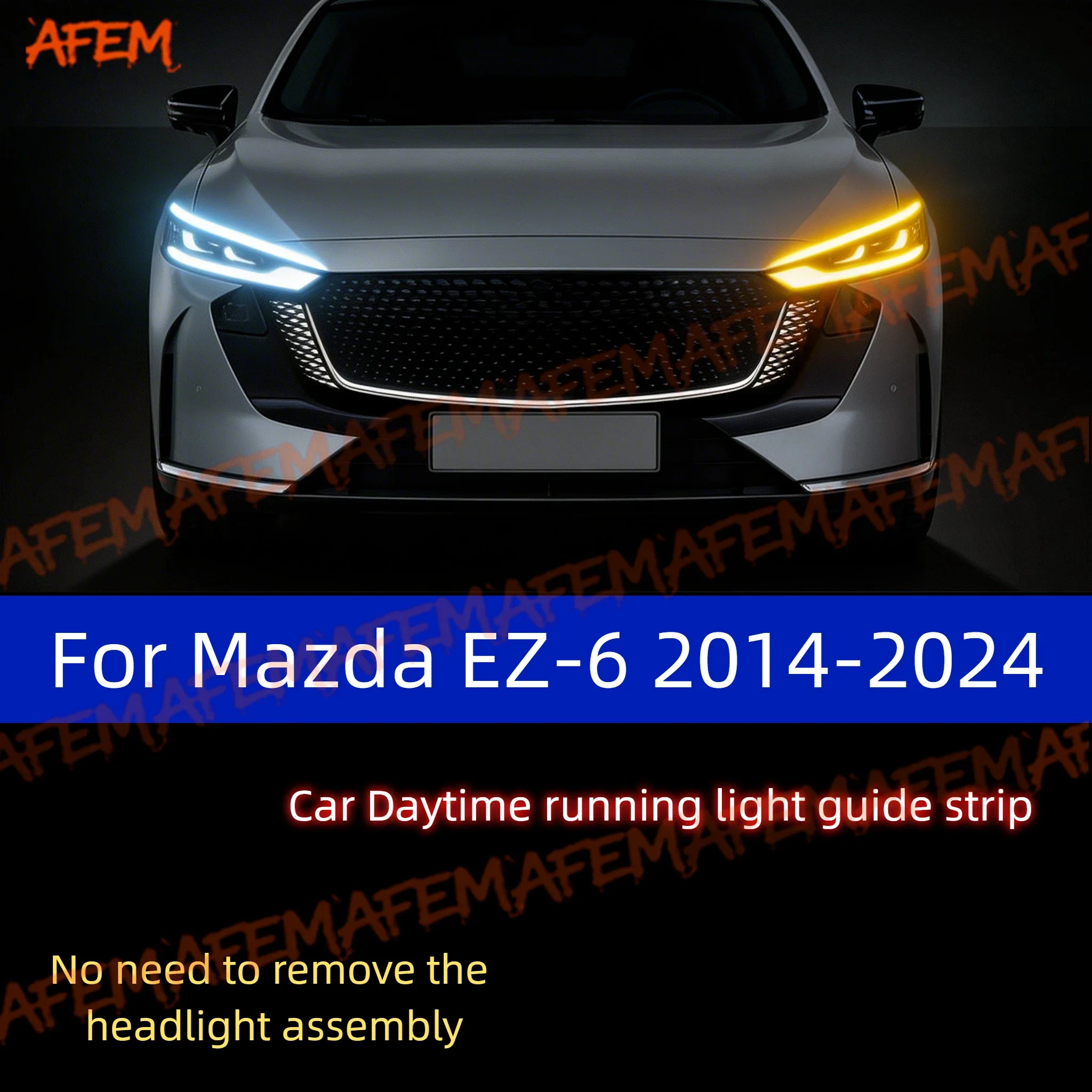 For Mazda EZ-6 2014-2024 2pcs Car DRL Daytime Running Light Start Scan Style Sequential Flowing Turn Signal Light Ultra-Thin LED