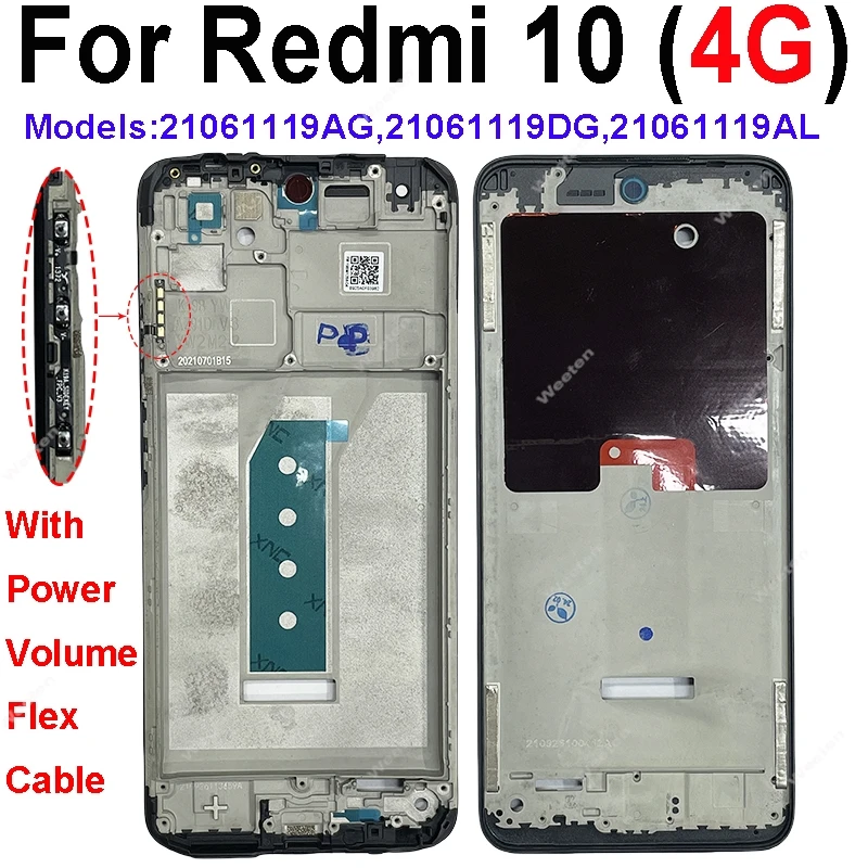 LCD Middle Frame For Xiaomi Redmi 10 11 Prime Plus 4G 5G 2022 LCD Front Housing Middle Frame Bezel Chassis Shell Repair Parts