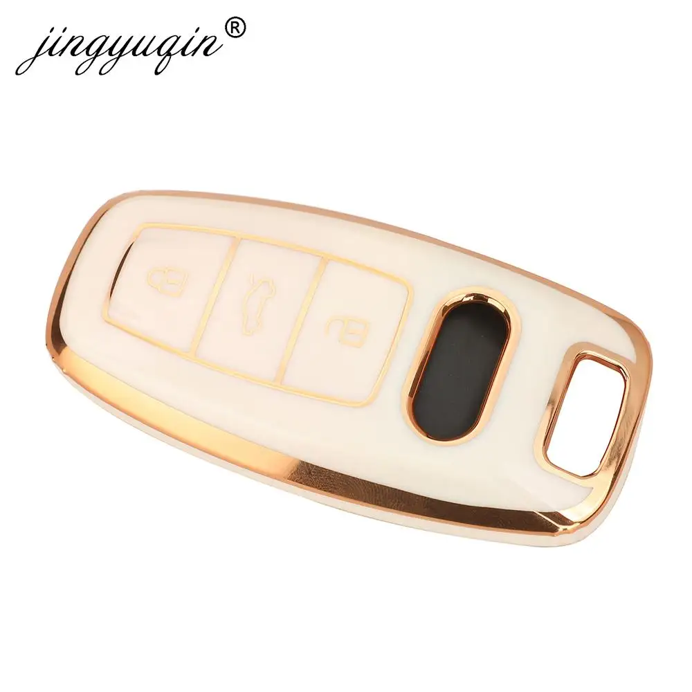 jingyuqin Soft TPU Car Remote Key Case Cover for Audi 4K A8 E-tron Q5 Q7 Q8 C8 D5 SQ8 R8 A1 A3 A4 A6 A7 Fob Protector Holder