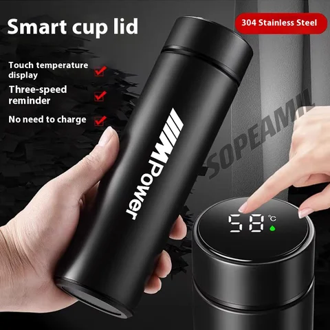 차량용 진공 컵 온도 표시 보온 머그 커피 컵 BMW M 파워 X1 X3 X5 X7 E39 E46 E87 E60 E90 F10 F15 F20 F30 G20 G30