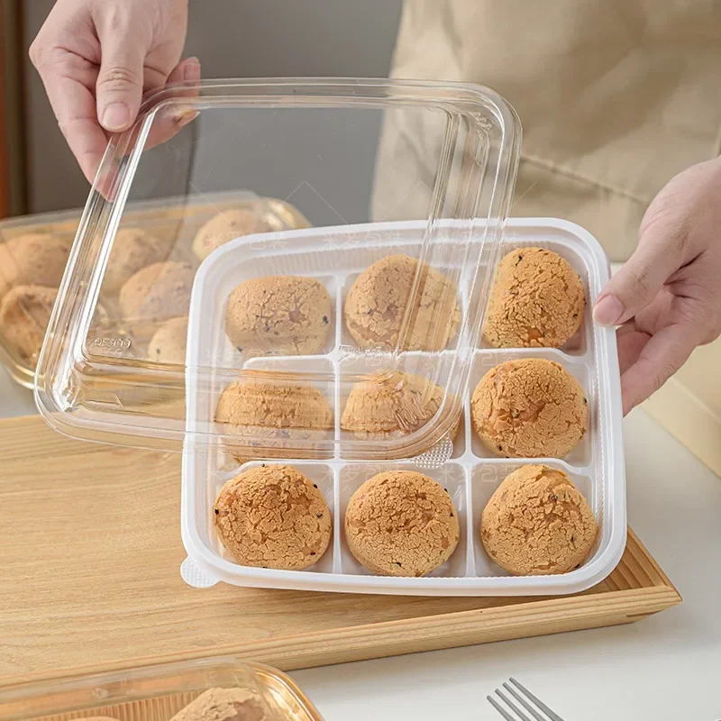 

25pcs9/6 Square Bread Packaging Boxes Chocolate Cake Dessert Preservation Case Golden White Food Grade Baked Pastry Takeaway Box