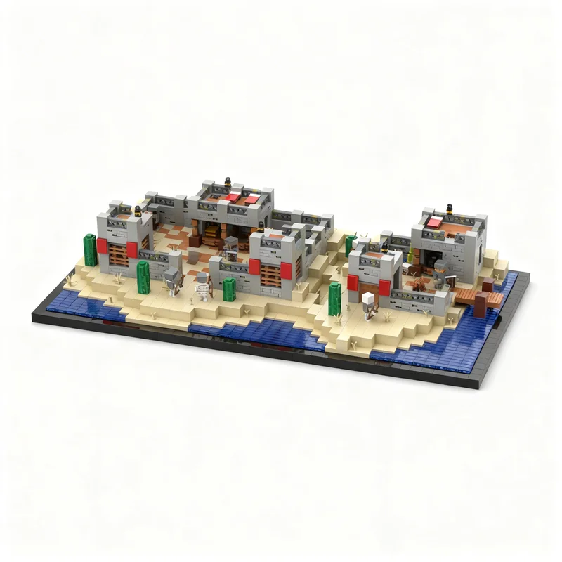5850pcs MOC Desert Outpost Model Building Blocks Christmas Gift Toy Construction Idea Art Birthday Collection Education Display
