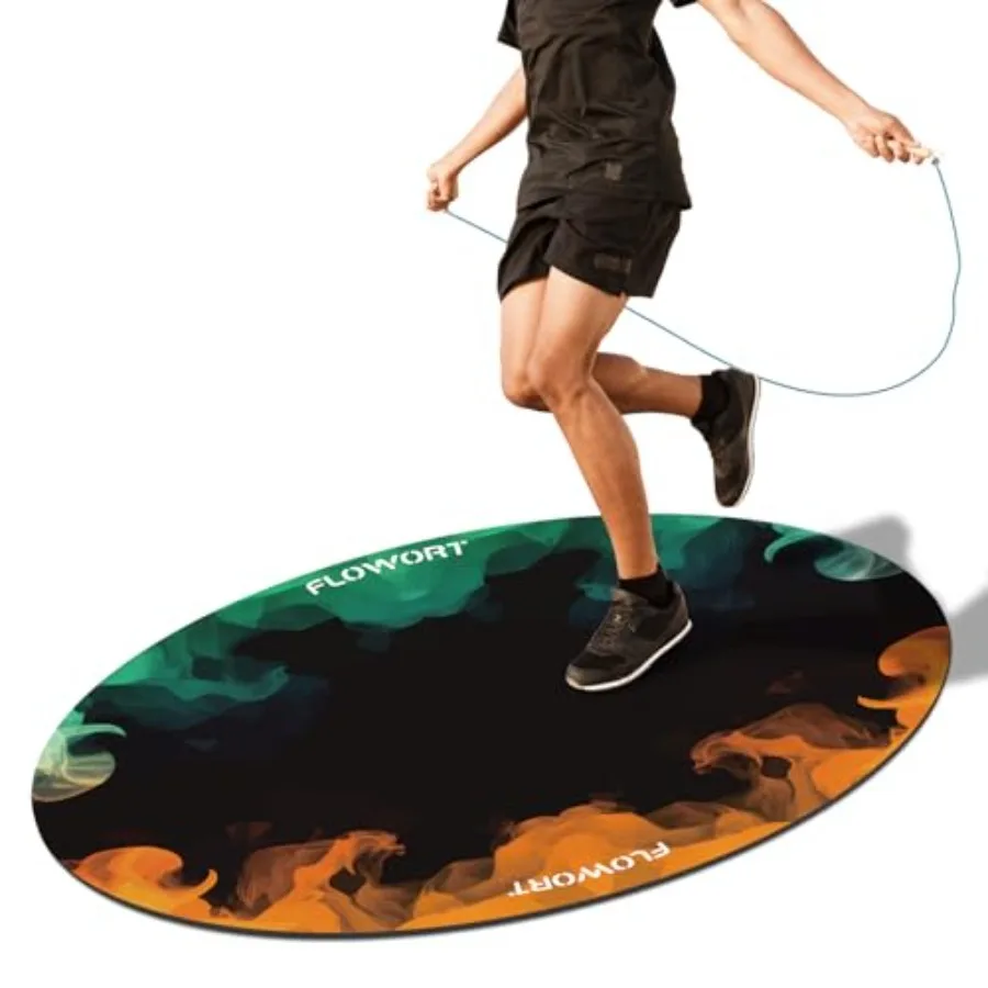 

Cheete Jump Rope Mat Large Rubber Exercise Mat Indoor Outdoor Shock Absorbing Mat Non-Slip Oval Design for Floor and Rope Prote