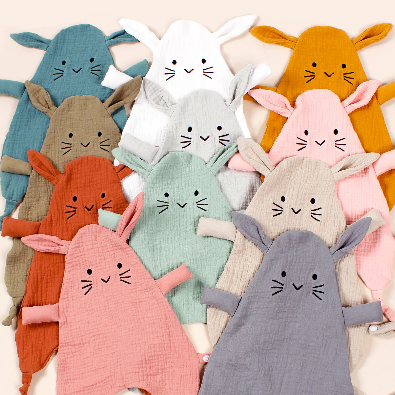 New Baby Cotton Comforter Blanket Cute Cats Newborn Sleeping Dolls Rabbit Ears Sleep Toy Soothe Appease Towel Bibs Saliva Towel